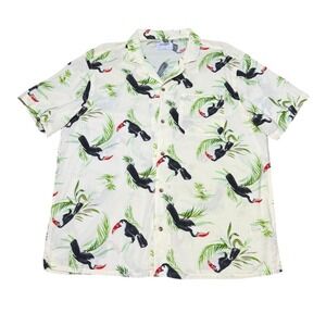 NEW Old Navy Camp Collar AOP Button Up Short Sleeve Toucan Lightweight Men L